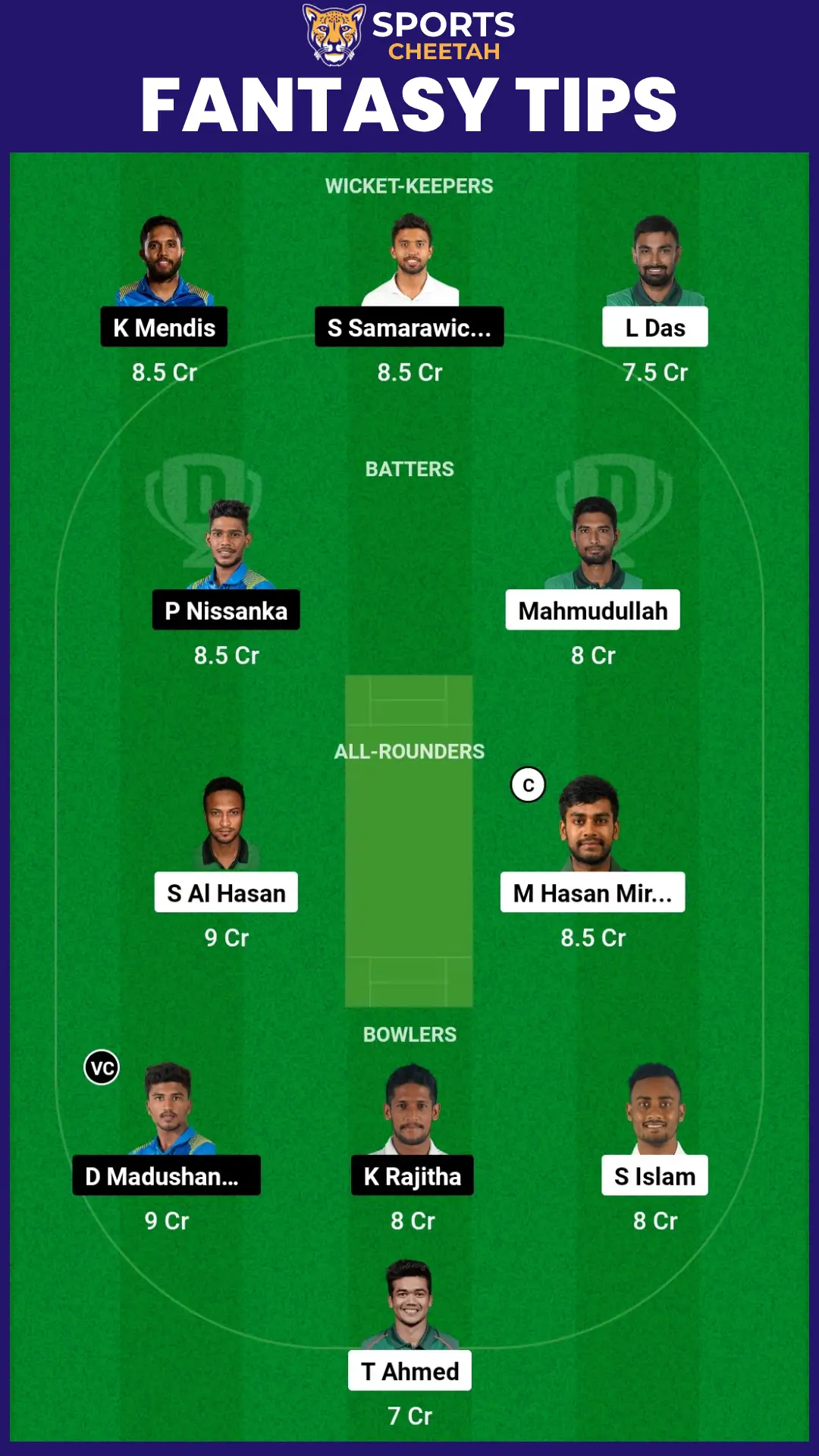 BAN vs SL ICC Cricket World Cup 2023, 38th Match: Dream11 Team, Fantasy Prediction 