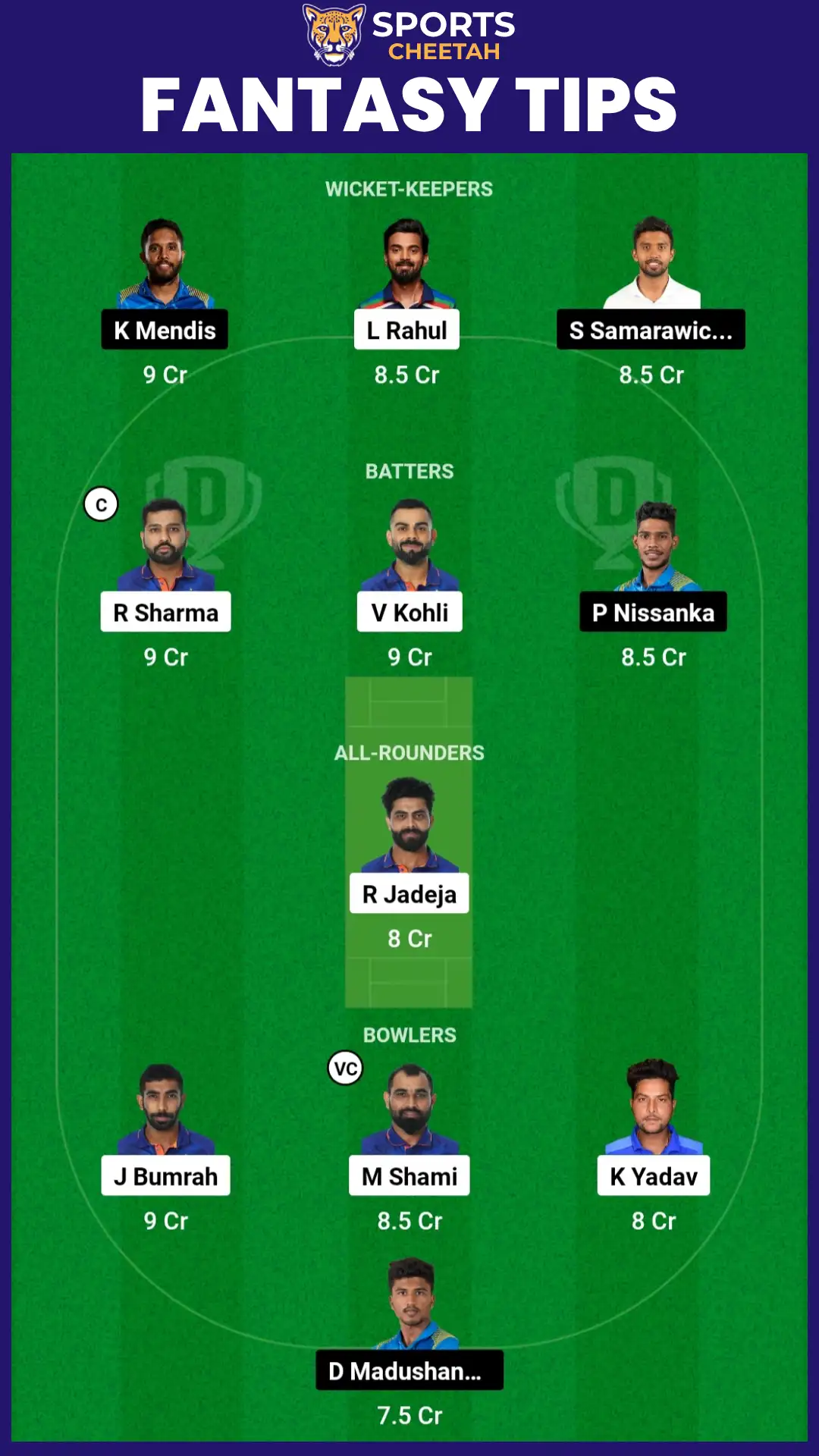 IND vs SL ICC Cricket World Cup 2023, 33rd Match_ Dream11 Team, Fantasy Prediction