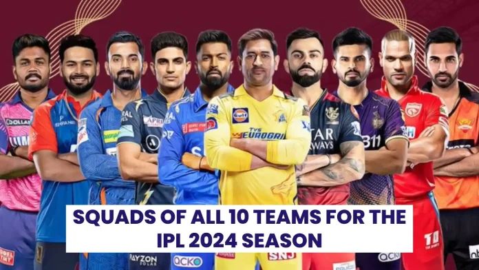 Updated IPL 2024 Squads: Full Player Lists of 10 Teams